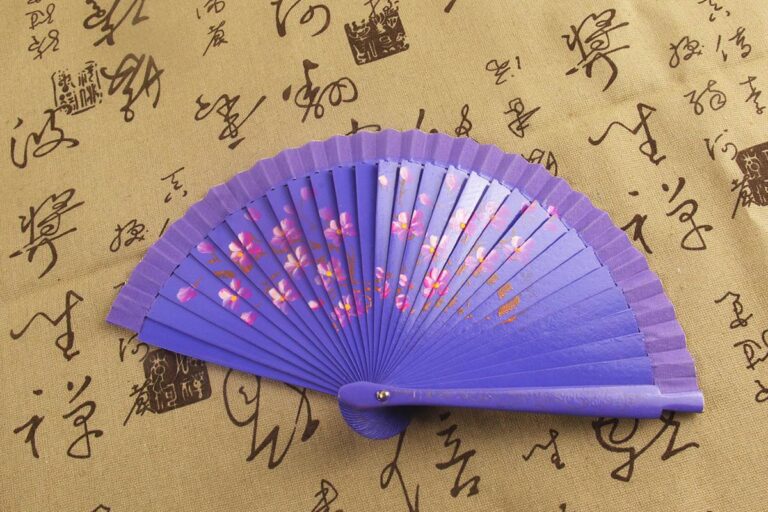 Double Sided Deep Purple Plum Blossom Folding Fan (3)