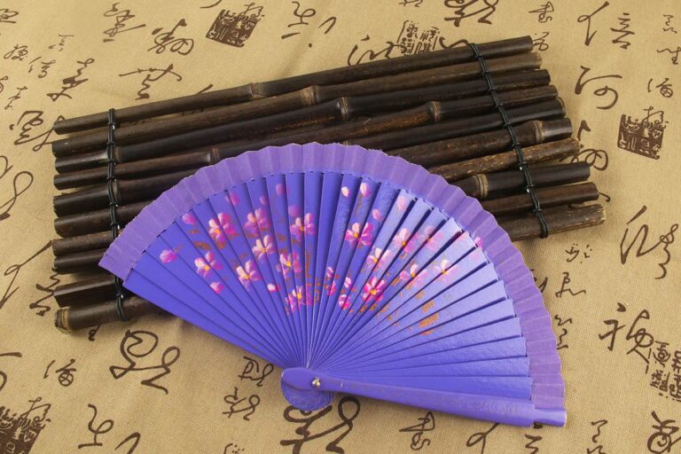 Double Sided Deep Purple Plum Blossom Folding Fan (6)