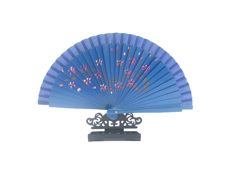 Spain Double Sided Navy Blue Peach Blossom Hand Fan