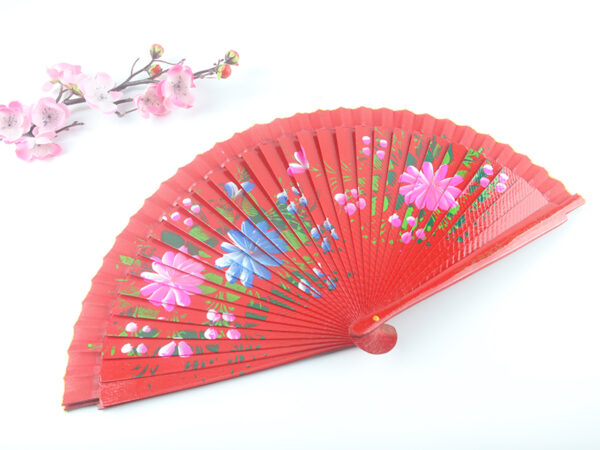 Spain Double Sided Red Triple Print Hand Fan