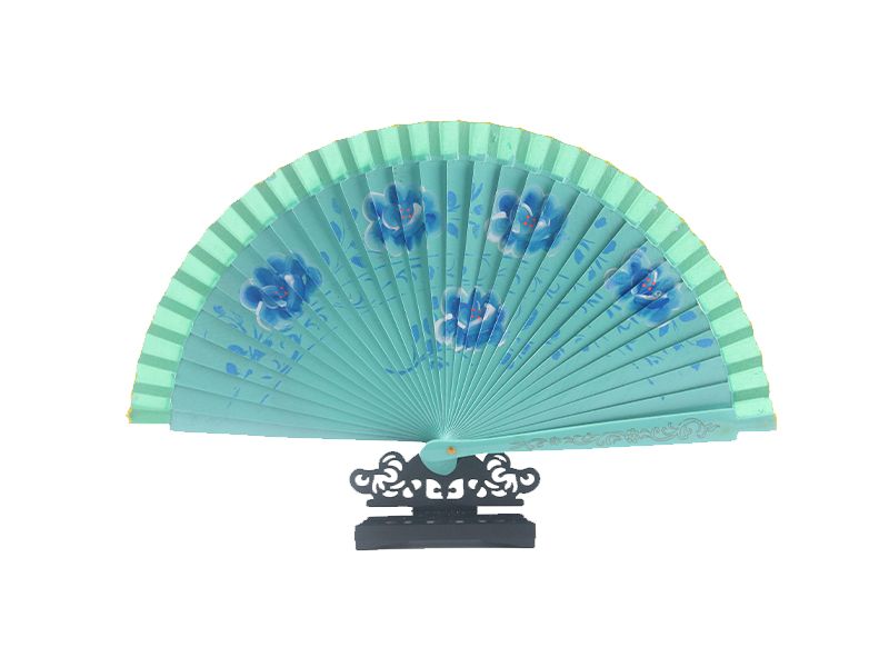 Spanish Double Sided Cyan Five Print Hand Fan