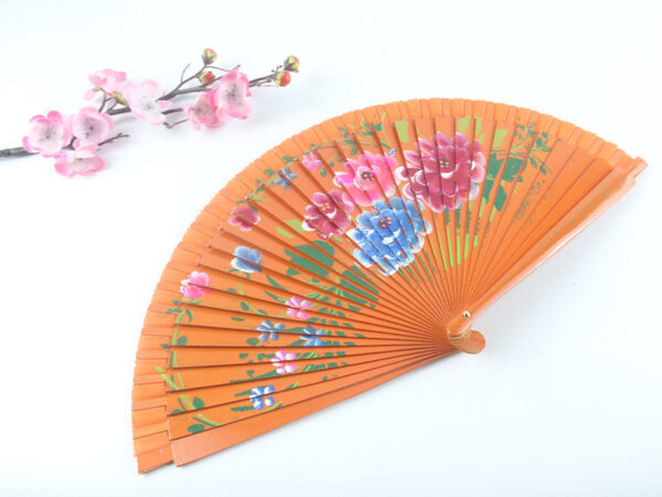 Spanish Double Sided Orange Four Print Hand Fan2