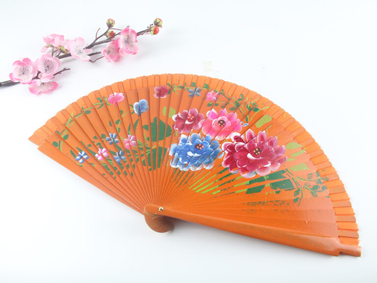 Spanish Double Sided Orange Four Print Hand Fan