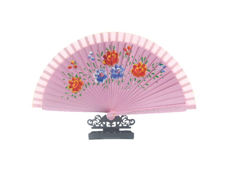 Spanish Double Sided Pink Five Piece Printed Hand Fan