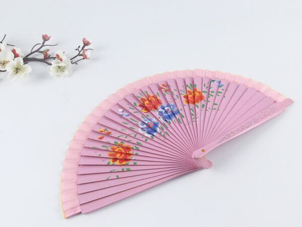 Spanish Double Sided Pink Five Piece Printed Hand Fan2