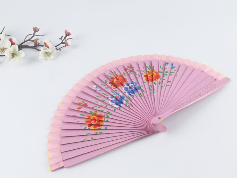 Spanish Double Sided Pink Five Piece Printed Hand Fan