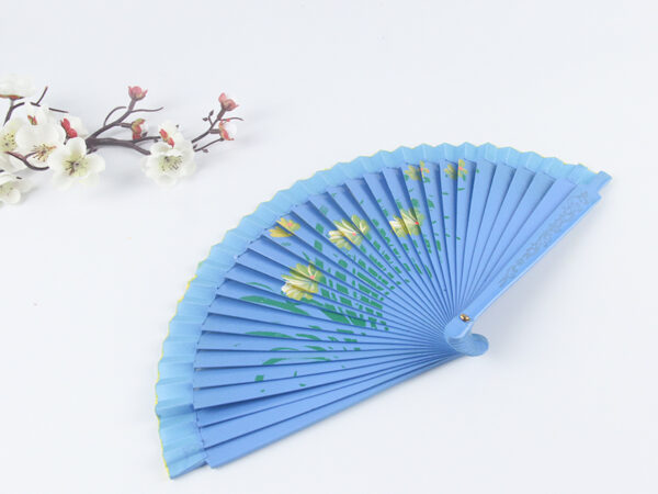 Spain Double Sided Light Blue Six Print Hand Fan