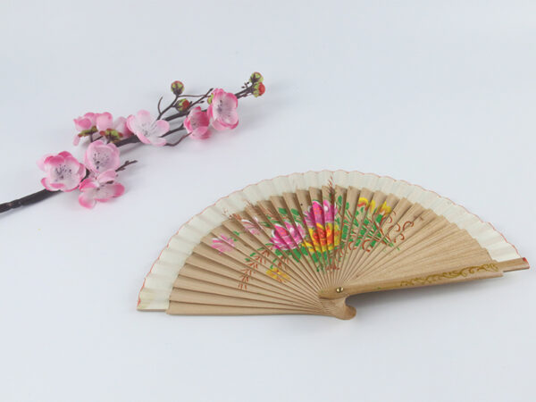Spain Double Sided Light Brown Triple Print Hand Fan