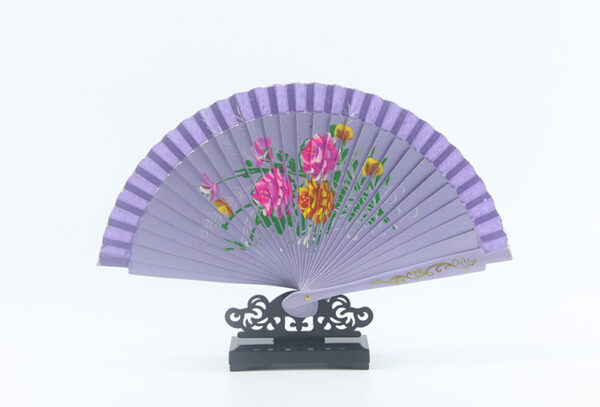Spain Double Sided Light Purple Triple Print Hand Fan