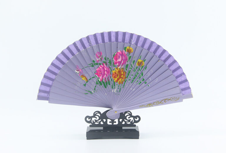 Spain Double Sided Light Purple Triple Print Hand Fan