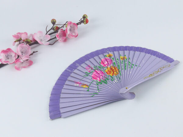 Spain Double Sided Light Purple Triple Print Hand Fan2