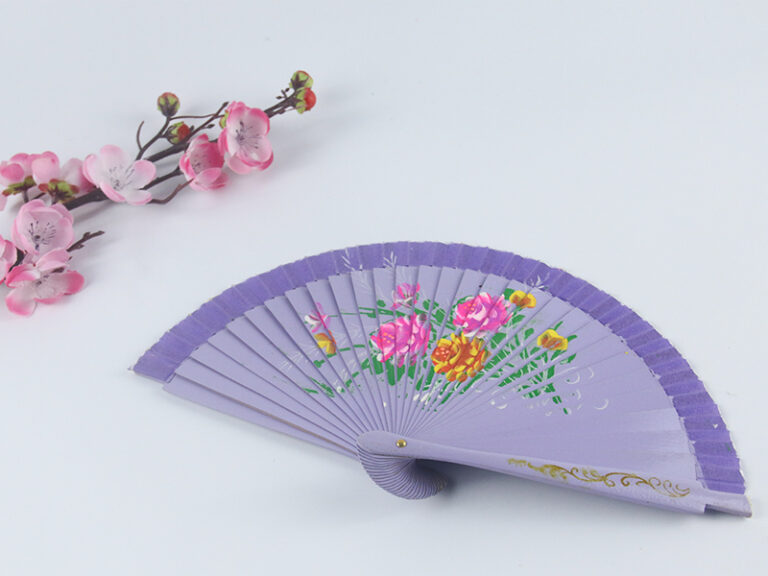 Spain Double Sided Light Purple Triple Print Hand Fan