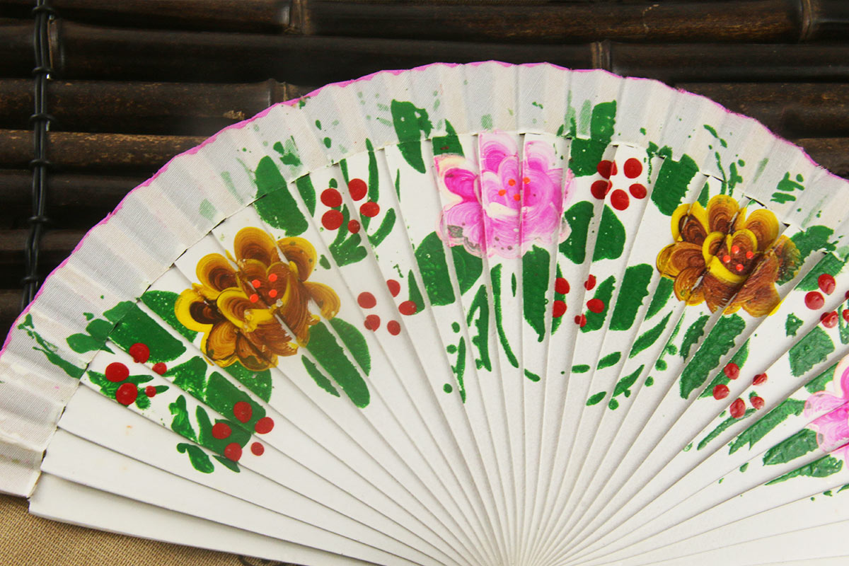 Spain Double Sided Multicolor Rosa Multiflora Hand Fan (5)