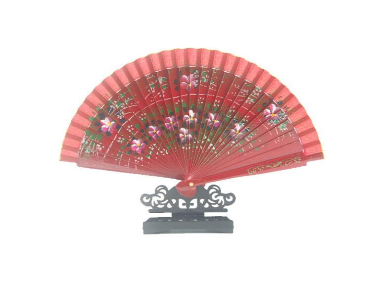 Spain Double Sided Red Peach Blossom Hand Fan