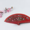 Spain Double Sided Red Peach Blossom Hand Fan3