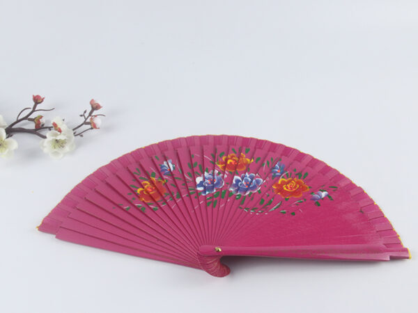 Spain Double Sided Rose Red Five Print Hand Fan2