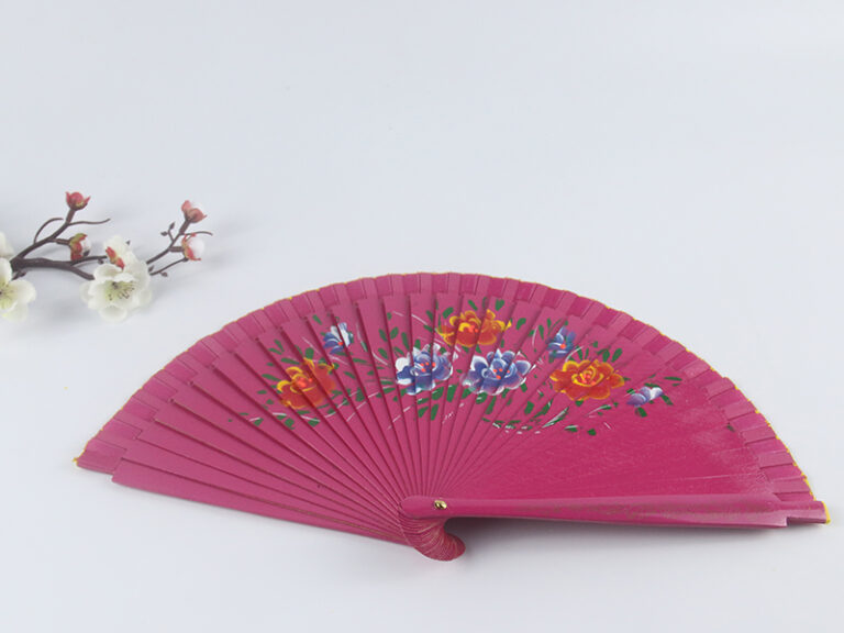Spain Double Sided Rose Red Five Print Hand Fan