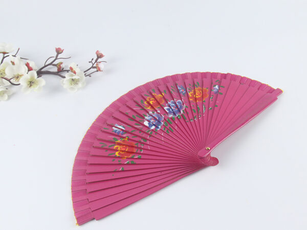 Spain Double Sided Rose Red Five Print Hand Fan3
