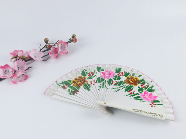 Spain Double Sided White Quad Print Hand Fan3
