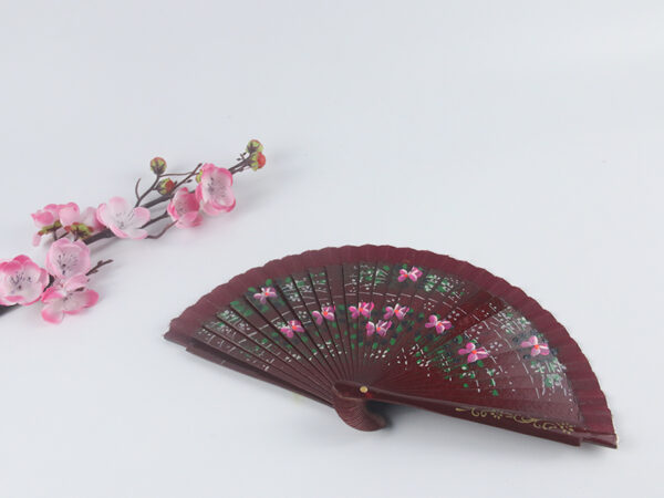 Spanish Double Sided Brown Peach Blossom Hand Fan2