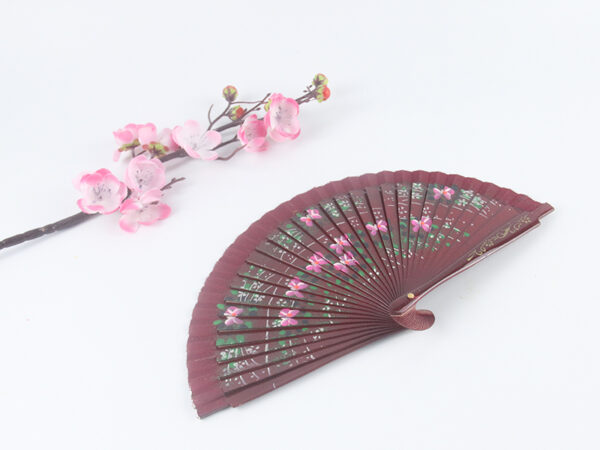 Spanish Double Sided Brown Peach Blossom Hand Fan3