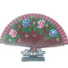 Spanish Double Sided Brown, Red And Blue Quad Print Hand Fan