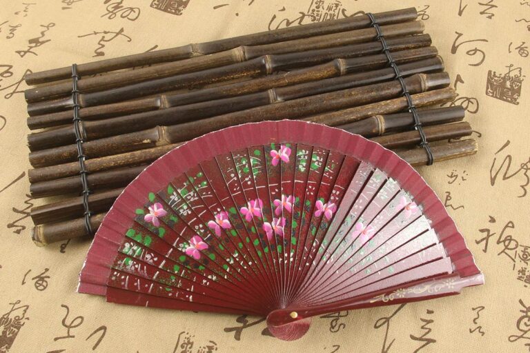 Spanish Double Sided Brown Rhododendron Hand Fan (1)