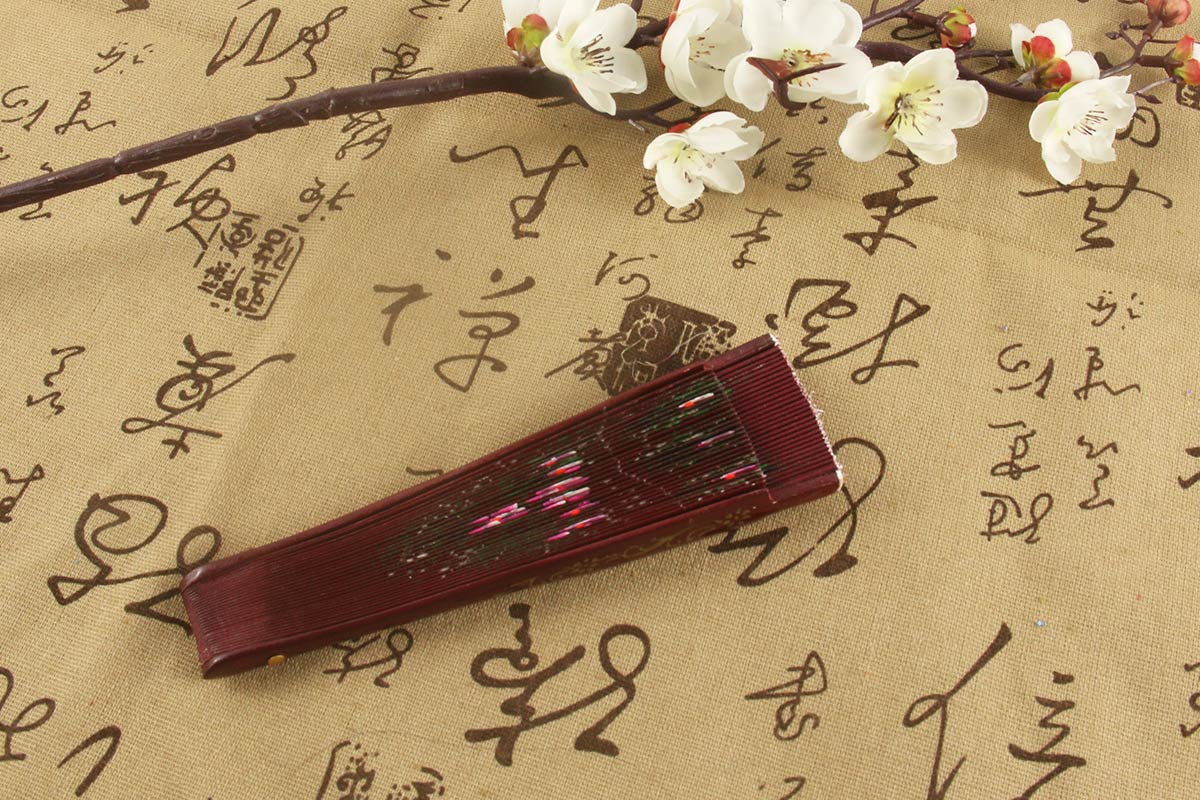 Spanish Double Sided Brown Rhododendron Hand Fan (4)