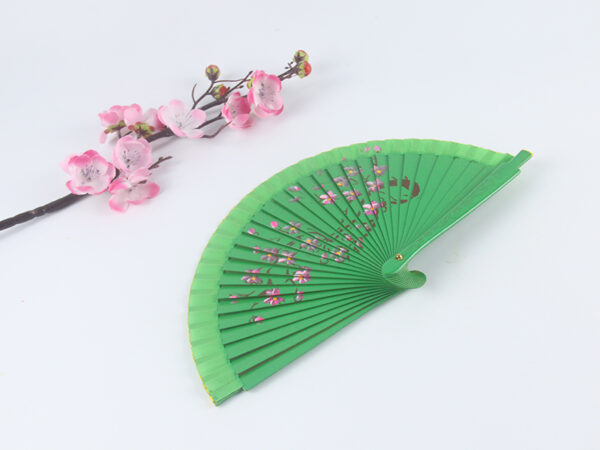 Spanish Double Sided Dark Green Peach Blossom Hand Fan