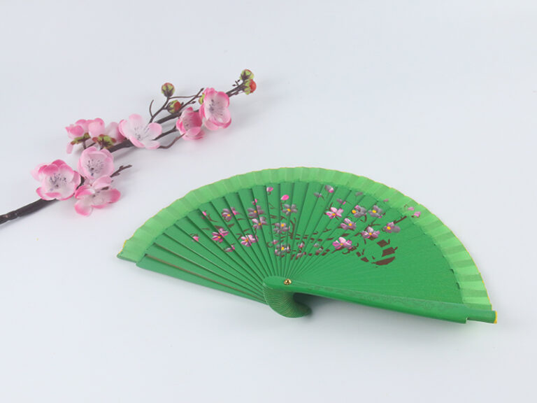 Spanish Double Sided Dark Green Peach Blossom Hand Fan3