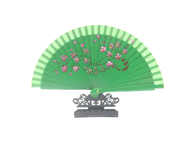 Spanish Double Sided Dark Green Peach Blossom Hand Fan3