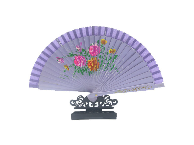 Spanish Double Sided Purple Bouquet Printed Hand Fan