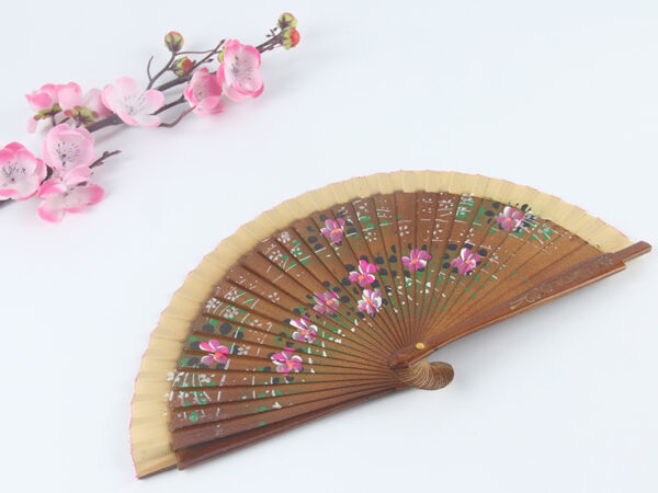 Spanish Reversible Dark Brown Small Flower Hand Fan2