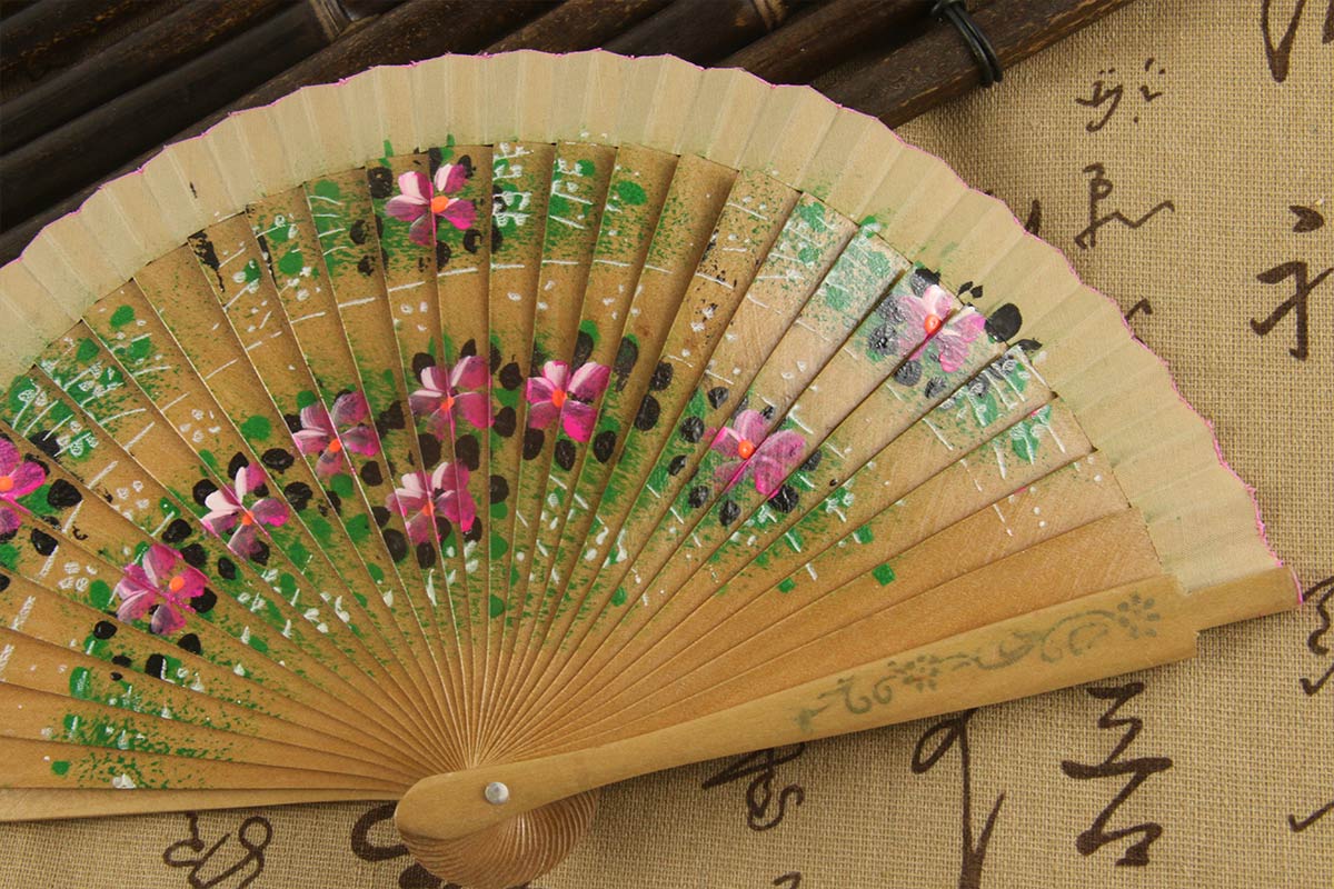 Spanish Wood Color Rhododendron Handheld Fan (4)