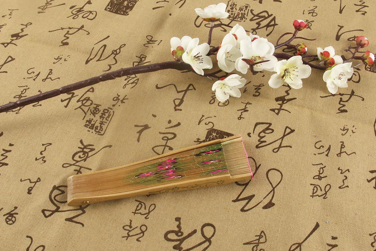 Spanish Wood Color Rhododendron Handheld Fan (5)