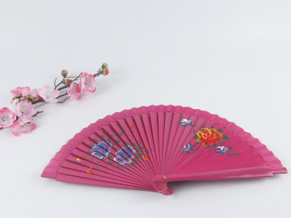 Spain Double Sided Rose Red Chinese Peony Hand Fan