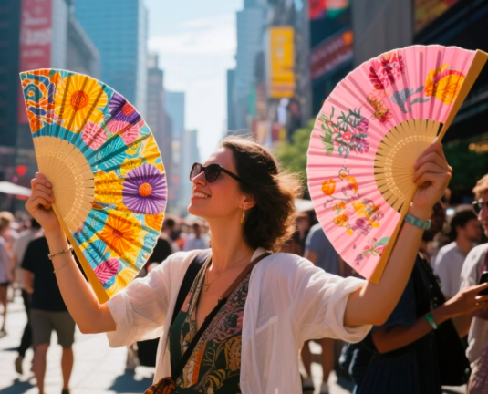 Folding Fans In Urban Life