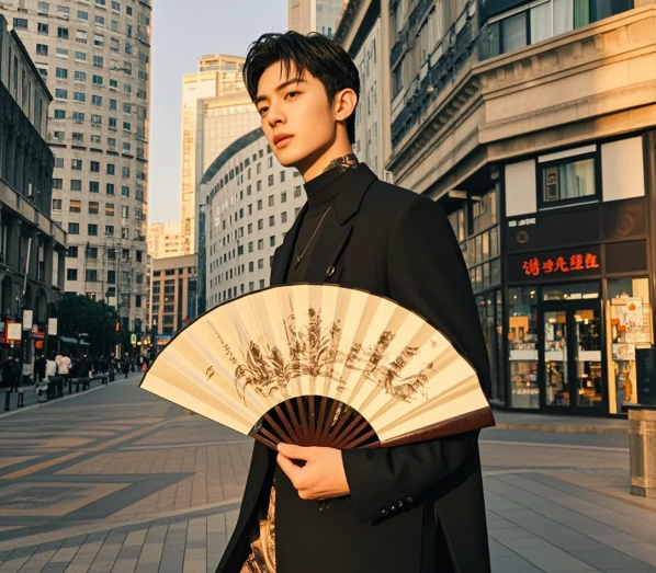 City Walk With Folding Fan