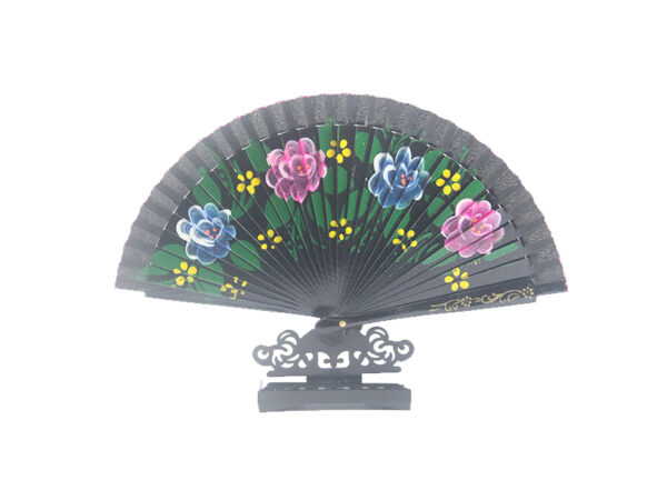 Spanish Double Sided Black Quad Print Hand Fan